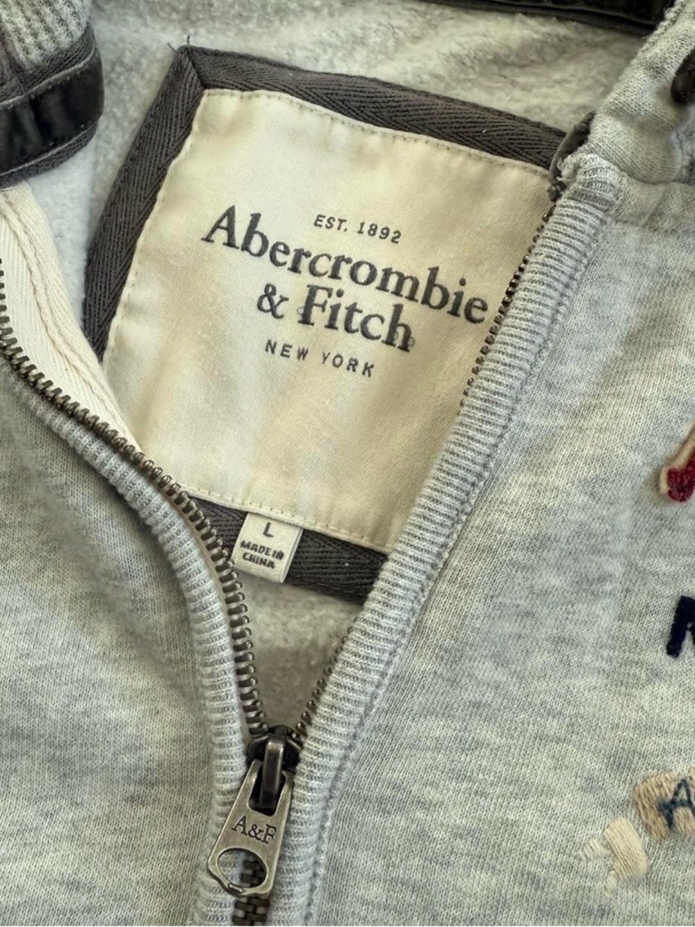 Abercrombie & Fitch Womens Light Gray Zip-Up Hoodie - Picture 7 of 7